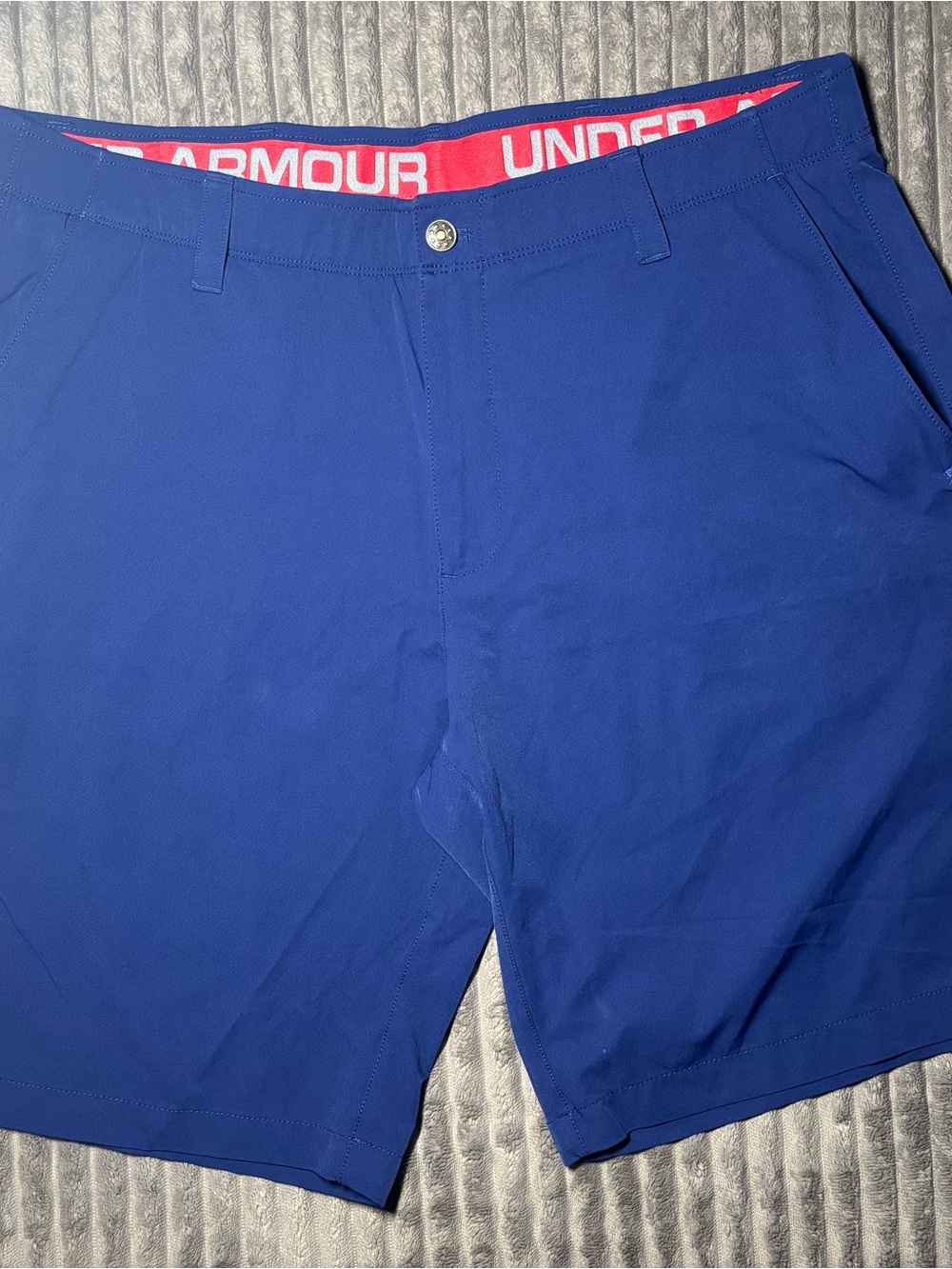 Under Armour Men’s Royal Blue Hybrid Performance Shorts with Red Waistband